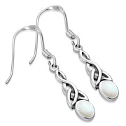 Mother of Pearl Celtic Trinity Knot Silver Earrings - e389h